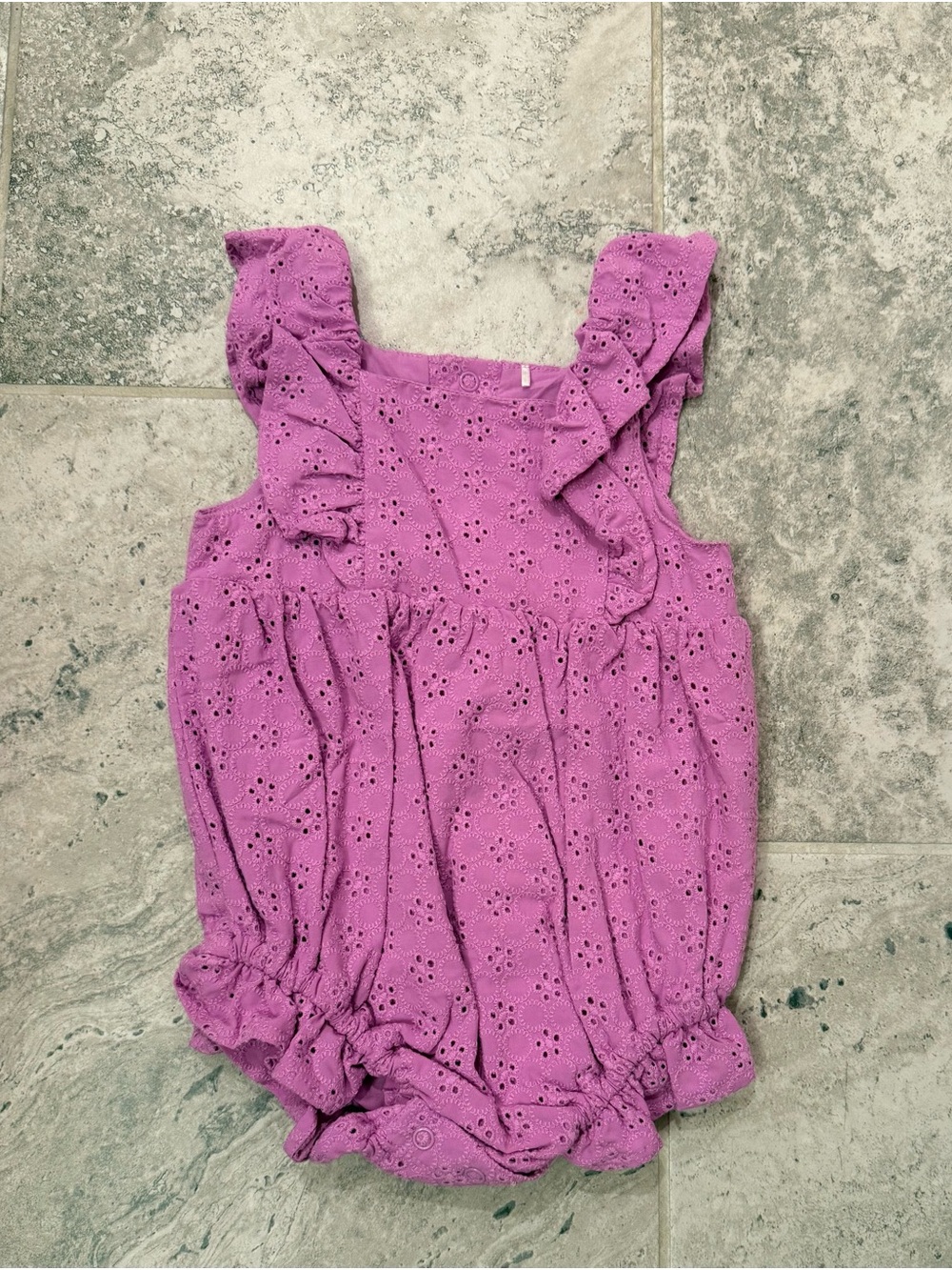 Posh Peanut Purple Eyelet Ruffle Romper